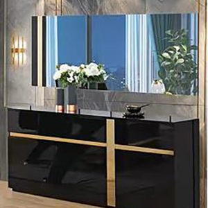 April Wall Mirror Gloss Black & Gold