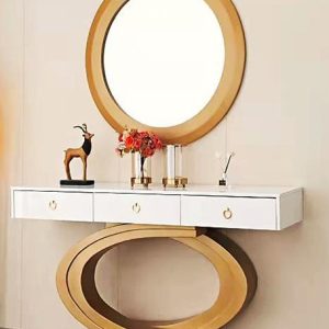 Adelina Console Table Gloss White & Matte Gold