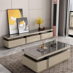 Contessa TV Stand & Coffee Table   Gloss Gray & Black