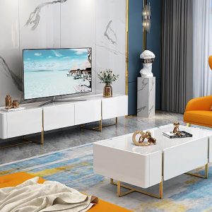 Alethea Coffee Table Gloss B&W Gold Triml