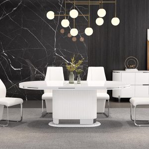 Coretta Dining Table 6-8 seater   Gloss White & Silver