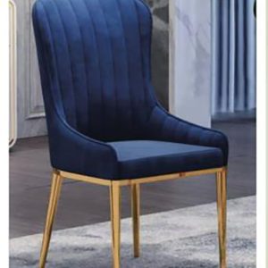 Angelo Dining Chair   Gold & Blue Velvet