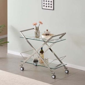 STAINLESS STEEL TROLLEY WITH CLEAR GLASS