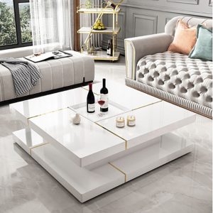 Alessia Coffee Table Gloss White & Gold
