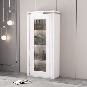 Contessa Display Cabinet Gloss White & Silver